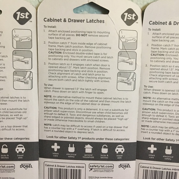 Lot 3- Safety 1st Cabinet and Drawer Latches 7 In Pack. Total 21 - Picture 3 of 3